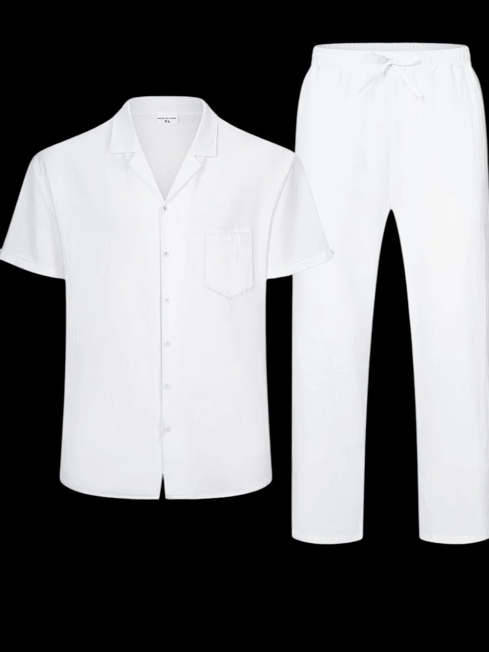 Classic White Linen Blend Two-Piece Shirt and Pant Set 3x Mens